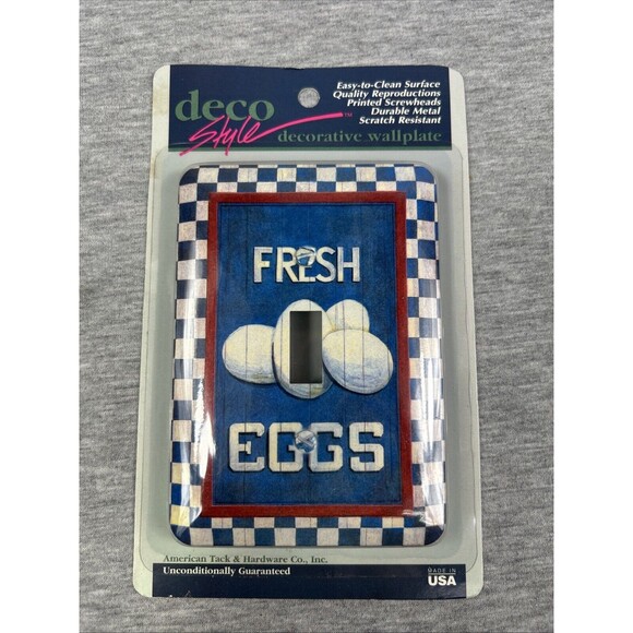 BNIP-Deco Style Vintage 1997 Durable Metal Fresh Eggs Single Wall Swtich Plate - Picture 1 of 3